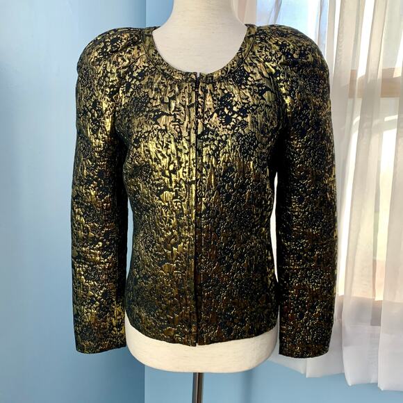 ASOS Gold Jacquard Jacket Size 4 - Picture 6 of 8
